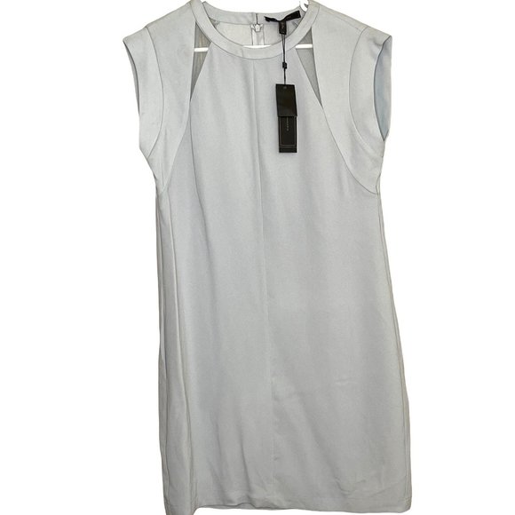 BCBG ALYCIA Cocktail Dress Sheer Cut Out Mini Smoke Gray NWT 6 - Picture 4 of 11